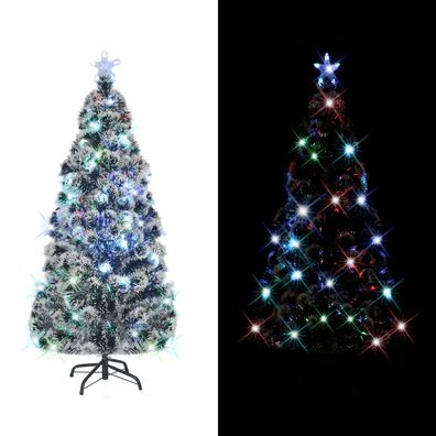 vidaXL Weihnachtsbaum mit Beleuchtung und Ständer 150 cm Glasfaser