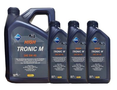 Aral High Tronic M 5W-40 4 Liter Kanne + 3x1 Liter . MB 229.5, VW 50200/ 50500 BMW