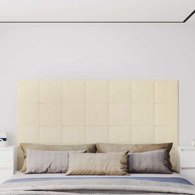 vidaXL Wandpaneele 12 Stk. Creme 30x30 cm Kunstleder 1,08 m²