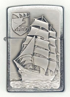 Original Zippo Gorch Fock Emblem Segelschiff Chrome