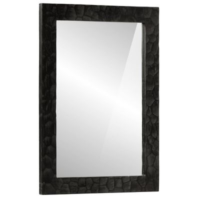 vidaXL Badspiegel Schwarz 50x70x2,5 cm Massivholz Mango und Glas