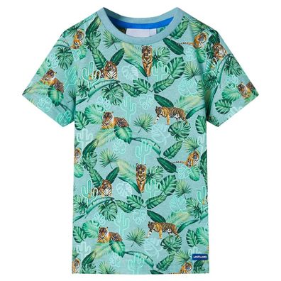 Kinder-T-Shirt Hellgrün Melange 104