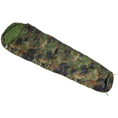 Mumienschlafsack, flecktarn, 2-lagige Füllung mit Packsack