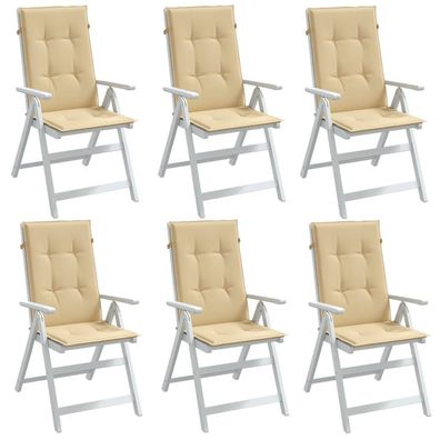 vidaXL Hochlehner-Auflagen 6 Stk. Melange Beige 120x50x4 cm Stoff