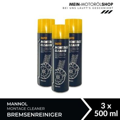 Mannol Montage Cleaner / Bremsenreiniger / Universalreiniger 3x500 ML