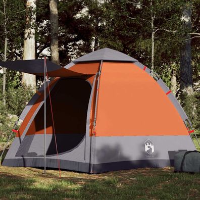 vidaXL Campingzelt 4 Personen Grau und Orange Quick Release