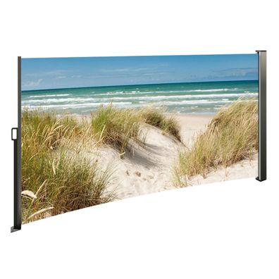 Seitenmarkise ausziehbar links, 160 cm hoch, Seitenrollo mit Fotodruck Ostsee