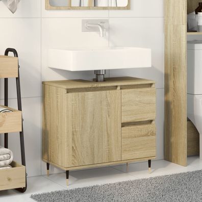 vidaXL Badschrank Sonoma-Eiche 65x33x60 cm Holzwerkstoff