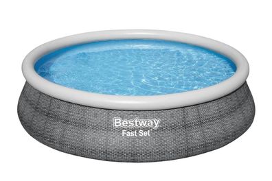 Fast Set™ Aufstellpool-Set mit Filterpumpe Ø 457 x 107 cm, Rattan-Optik (Schiefergrau