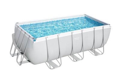 Power Steel™ Frame Pool-Set mit Sandfilteranlage 412 x 201 x 122 cm, lichtgrau, eckig