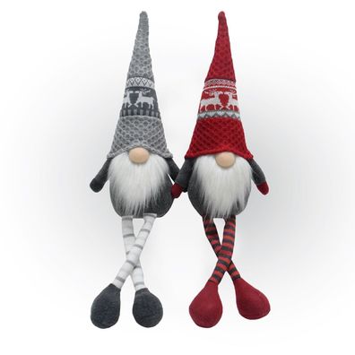 Wichtel 2er Set, Weihnachtswichtel als Kantenhocker, Gnome mit Strickmützen