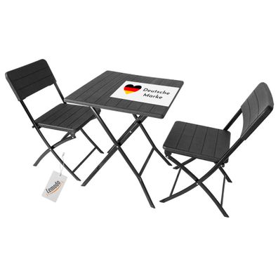 Klappbares Balkonmöbel Set 3-teilig, 2x Balkonstühle + 1x Balkontisch, Holzoptik