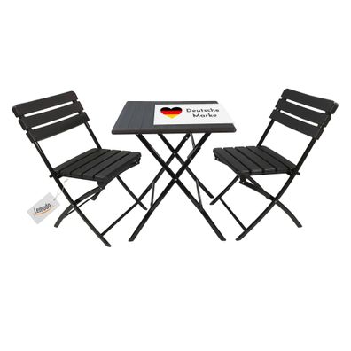 Balkonmöbel Set 3teilig, klappbar, 2x Balkonstühle + 1x Balkontisch, Holzoptik