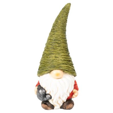 Wichtel 42,5 cm hoch, Weihnachtswichtel aus Magnesia in grün, Gnome