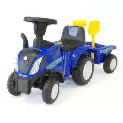 Rutschauto Traktor New Holland mit Anhänger in blau, Kinderauto ab 1 Jahr