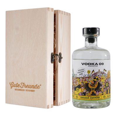 BVB Vodka 09 Kunstedition mit Geschenk-Holzkiste