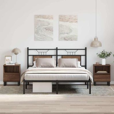 vidaXL Nachttische 2 Stk. Braun Eichen-Optik 40x35x50 cm Holzwerkstoff
