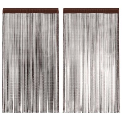 vidaXL Fadenvorhänge 2 Stk. 100 x 250 cm Braun