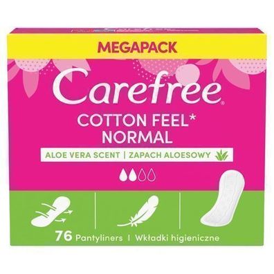 Carefree Cotton Feel Normal, Wk?adki higieniczne Aloe, 76 Stk