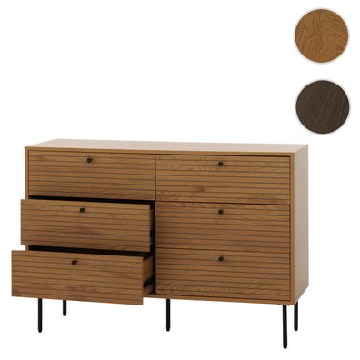 Kommode HWC-N78, Sideboard, 6 Schubladen, skandinavischer Stil Metall Holz Melamin