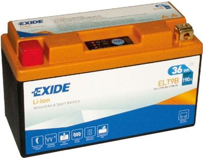 Exide ELT9B 12V 3Ah Lithium Motorradbatterie LiIon 190A