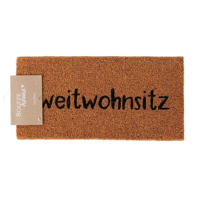 Kleine Fußmatte Zweitwohnsitz natur schwarz 50x25cm Camping Matte Kokos PVC