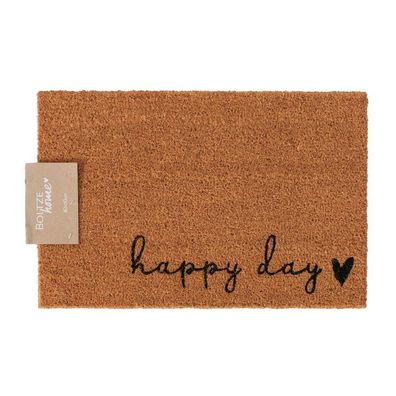 Fußmatte HAPPY DAY natur mit schwarzer Schrift und Herz 60x40cm Matte Kokos PVC