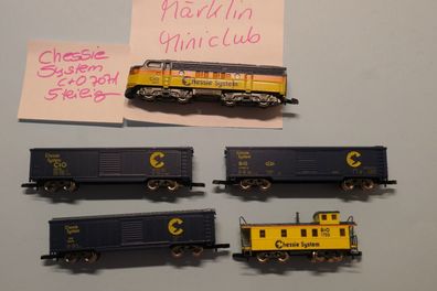 Märklin Miniclub Z 5 teiliger Güterzug USA Chesy System mit Caboose top