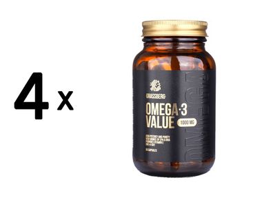 4 x Grassberg Omega-3 Value 1000mg (60 caps) Unflavoured