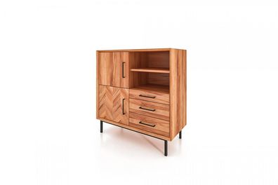 Kommode Seiba Kernbuche massiv 97x45x95 Fischgrät 2 Türen 3 Schubladen 2 Fächer