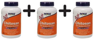 3 x Chitosan, 500mg Plus Chromium - 240 vcaps