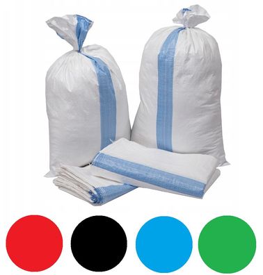 PP Gewebesäcke 50x80cm weiß mit Streifen Getreidesack Laubsack Sack Beutel Säcke