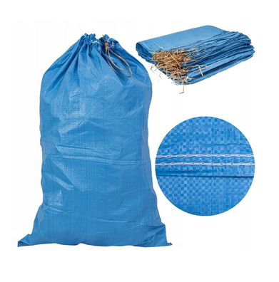 PP Gewebesäcke mit Zugband 50x80cm Getreidesack Laubsack Beutel Säcke Blau