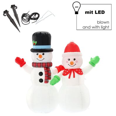 150cm Schneemann aufblasbar LED beleuchtet Deko außen Weihnachten Figur Winter