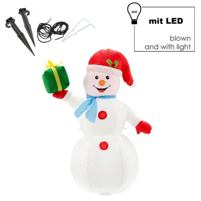 120cm Schneemann aufblasbar LED beleuchtet Deko außen Weihnachten Figur Winter