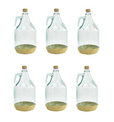 5L Glasballon Gärbehelter Gärballon Weinballon Glasflasche Flasche Korb D7