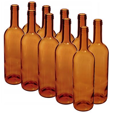 10Stk Weinflasche 750 ml Glasflasche leere Flasche Likör Wein Braun