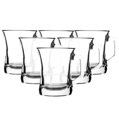 LAV Teegläser 225ml Kaffeegläser Becher mit Henkel Kaffeebecher Teeglas 6er- SET