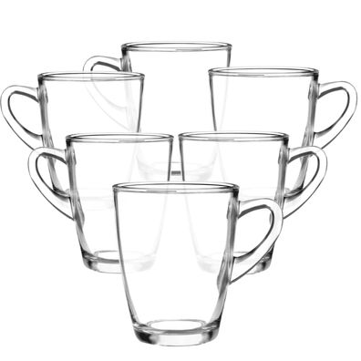 LAV Teegläser VEGA 200ml 6er- SET Kaffeegläser Latte Becher mit Henkel Teeglas