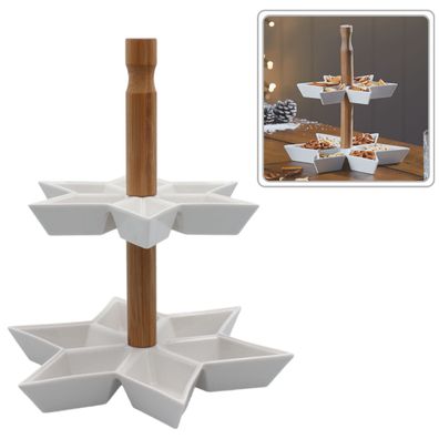 Weihnachtsstern Etagere - Weihnachtsetagere Servierschalen - 2 Etagen Keramik