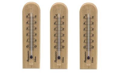 3-er Set analog Zimmerthermometer Außen Innen Thermometer HOLZ Holzthermometer11