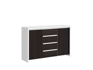 Kommode mit Schubladen Kaspian - Schubladenschrank - Sideboard - Weiß + Wenge Dekor