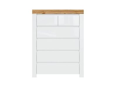 Kommode Holten Sideboard Schubladenschrank 42 x 98,5 x 129,5 , Braun + Weiss