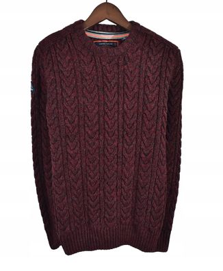 Superdry Maroon Herren Pullover mit Wollzusatz S