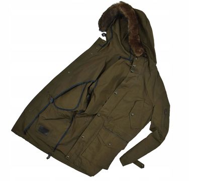 Massimo DUTTI Leka Herren Parka Jacke Khaki / L