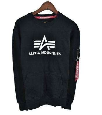 ALPHA Industries Schwarzes Herren Sweatshirt mit Rundhalsausschnitt M