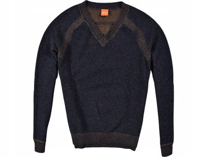 HUGO BOSS Herren Pullover mit V-Ausschnitt aus Schurwolle / M