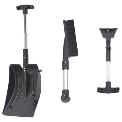 vidaXL Schneeschaufel-Set 3-in-1 Schwarz Aluminium