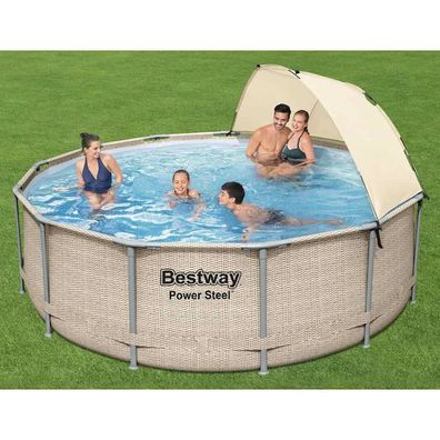 Bestway Power Steel Swimmingpool Set mit Dach 396x107 cm