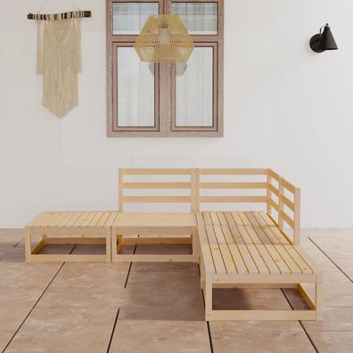 vidaXL 5-tlg. Garten-Lounge-Set Massivholz Kiefer